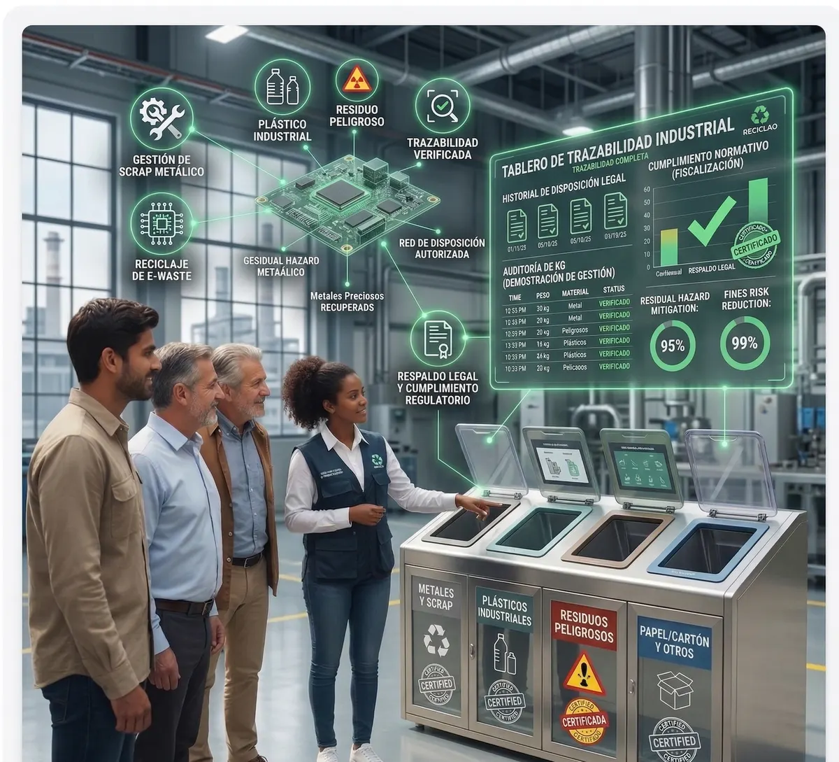 Planta de manufactura con gestión de residuos industriales